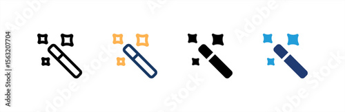 Magic Wand icon set multiple style collection. Vector illustration.