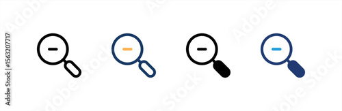 Zoom Out icon set multiple style collection. Vector illustration.
