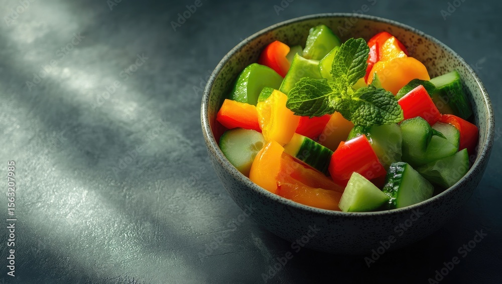 Vibrant salad bowl with chopped vegetables Vibrant salad bowl with chopped vegetables