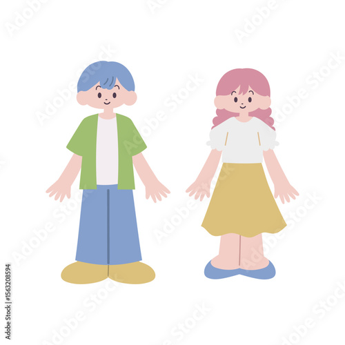 若い男性と女性の全身