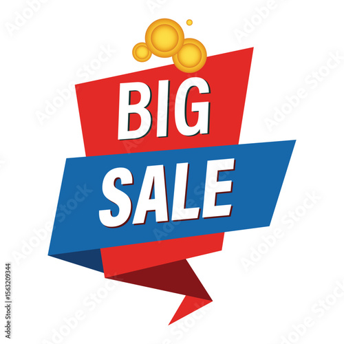 Big sale banner with golden coins, perfect for promoting large discounts, shopping events, and special offers with a celebratory feel.