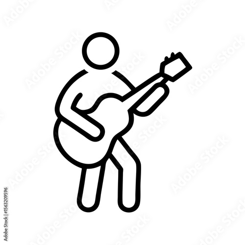 Man playing guitar in a fun style representing music concept of icon  