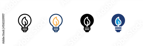 Green Energy icon set multiple style collection. Vector illustration.