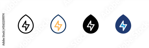 Water Energy icon set multiple style collection. Vector illustration.