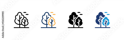 Tree icon set multiple style collection. Vector illustration.