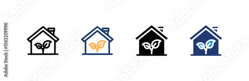 Eco House icon set multiple style collection. Vector illustration.