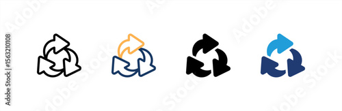 Recycle icon set multiple style collection. Vector illustration.