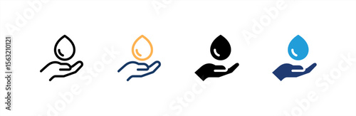 Save Water icon set multiple style collection. Vector illustration.