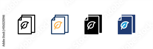 Eco Paper icon set multiple style collection. Vector illustration.
