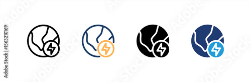 Global icon set multiple style collection. Vector illustration.