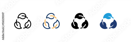 Recycle icon set multiple style collection. Vector illustration.