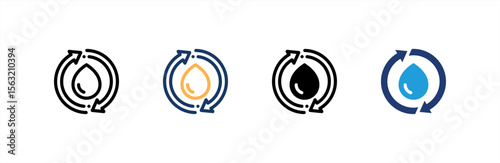 Water Cycle icon set multiple style collection. Vector illustration.