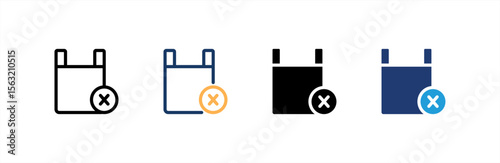 No Plastic Bag icon set multiple style collection. Vector illustration.