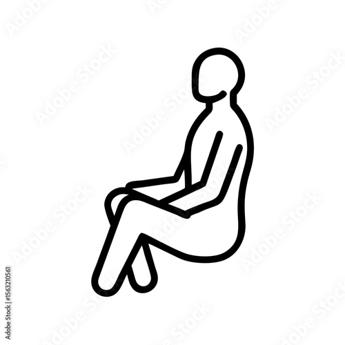 Sitting figure in a relaxed pose with crossed legs and hands on knees  