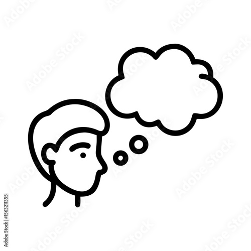 Young man thinking with thought bubble concept of icon  