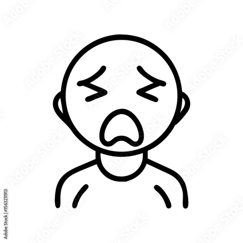 Cloudy expression of a sad person with a frown and tears  