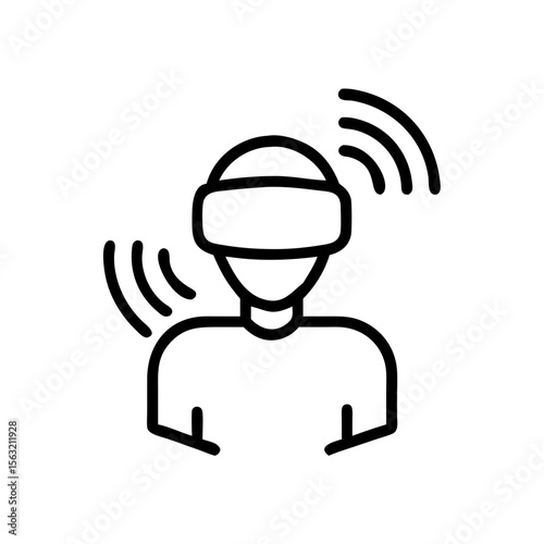 Person using VR headset and experiencing virtual reality sensations  