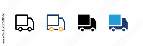 Delivery Car icon set multiple style collection. Vector illustration.