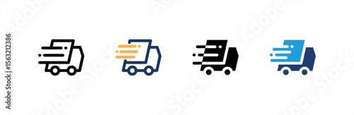 Fast Delivery icon set multiple style collection. Vector illustration.