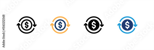 Transaction icon set multiple style collection. Vector illustration.