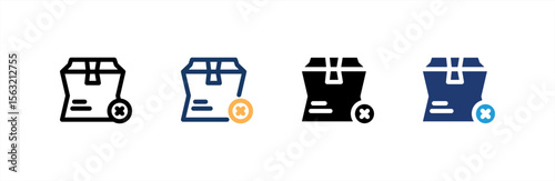 Damaged Package icon set multiple style collection. Vector illustration.