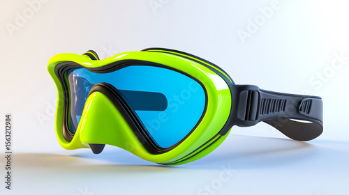 Vibrant diving goggles in neon green provide a unique, sporty look for underwater adventures and recreational activities.