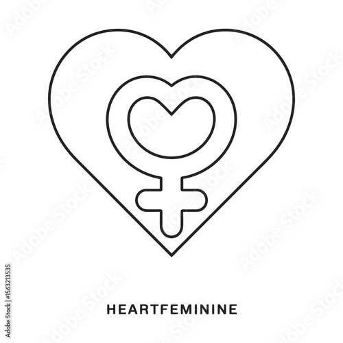 Two Tone Feminism Love Symbol. Editable Feminist Icon

