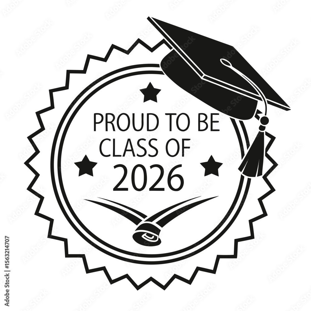 Fototapeta premium Graduation Cap Badge tassel stars