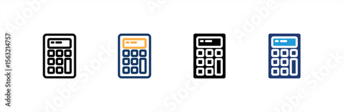 Calculator icon set multiple style collection. Vector illustration.