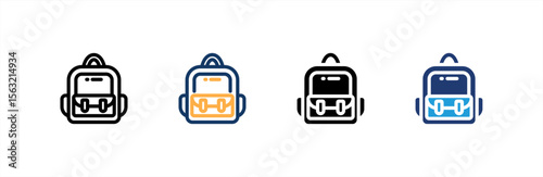 Backpack icon set multiple style collection. Vector illustration.
