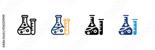 Flask icon set multiple style collection. Vector illustration.