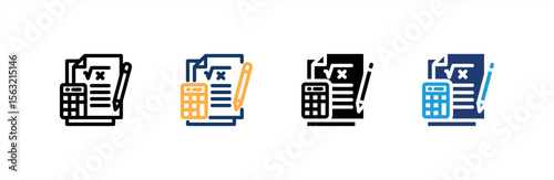 Math icon set multiple style collection. Vector illustration.