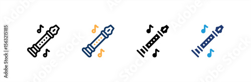 Flute icon set multiple style collection. Vector illustration.