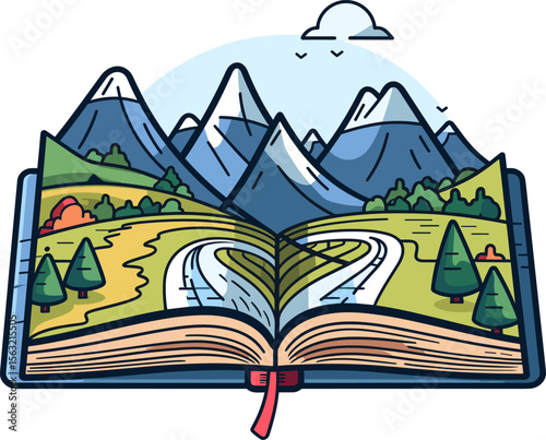 Open Book Landscape: A Journey Through Nature's Pages
