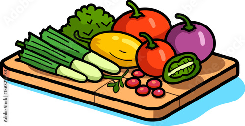 Vibrant Vegetables on Cutting Board - Fresh & Healthy Ingredients
