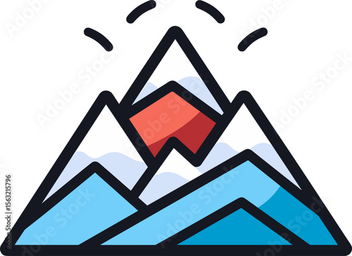 Majestic Mountain Range with Rising Sun - Scenic Landscape Icon