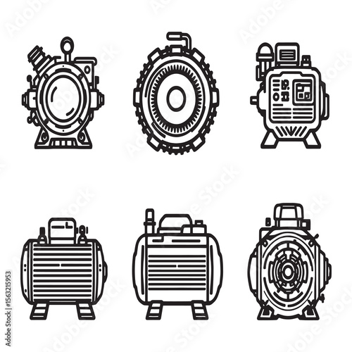 Minimalist air compressor vector illustration for workshop use