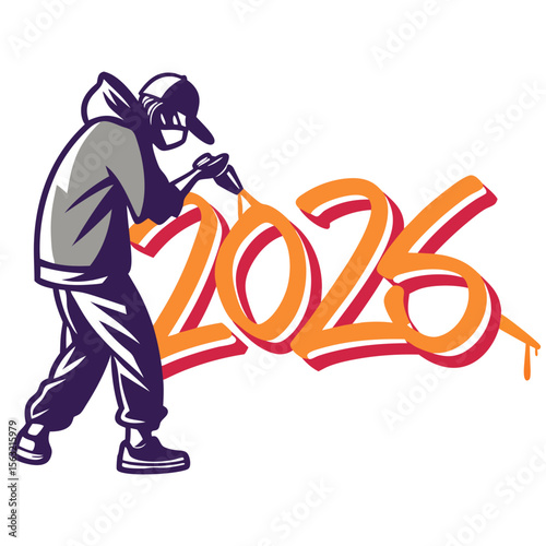 Graffiti artist painting year 2026 vector