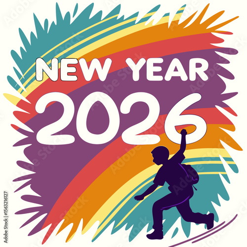 New Year celebration with colorful abstract background