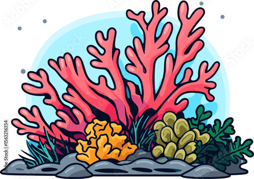 Vibrant Coral Reef Ecosystem Illustration