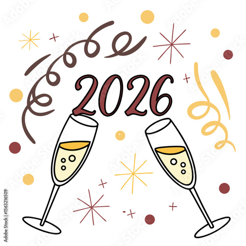 Champagne glasses clinking for new year celebration