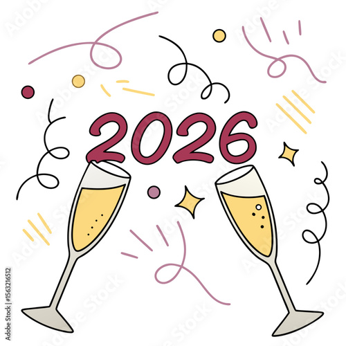 Champagne glasses clinking celebrating new year celebration
