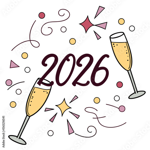 Champagne glasses clinking celebration new year