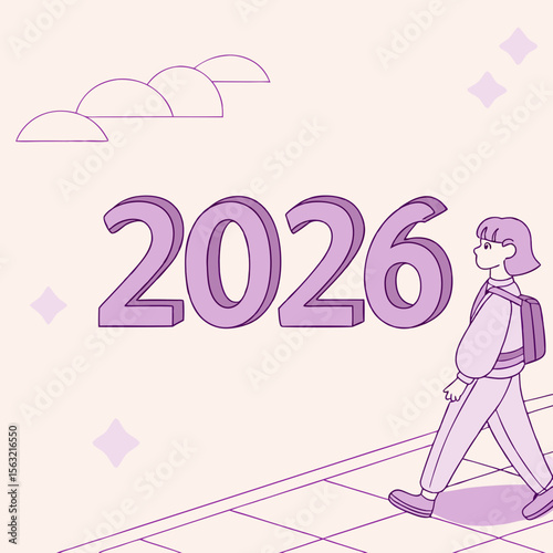 Pastel purple year twenty six walking person backpack