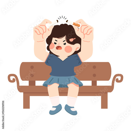 Cartoon Woman Breaking Cigarette Illustration