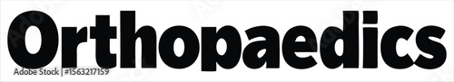 The word orthopaedics is displayed in bold black capital letters against a clean, isolated, white background