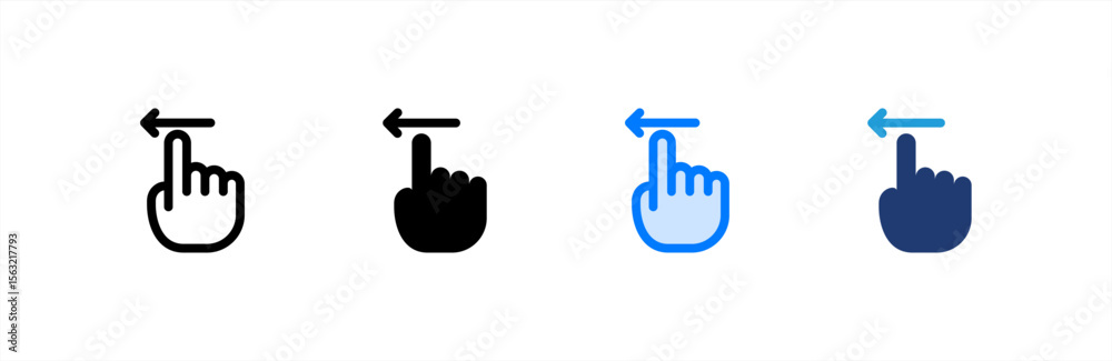 Swipe Left icon set multiple style collection. Vector illustration. Swipe Left icon set multiple style collection. Vector illustration.