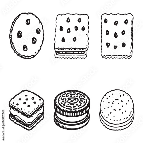 minimalist biscuit icon hand drawn style vector