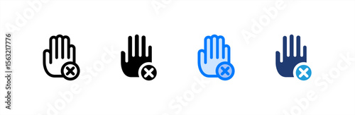 Stop icon set multiple style collection. Vector illustration.