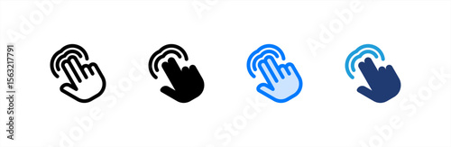 Double Tap icon set multiple style collection. Vector illustration.